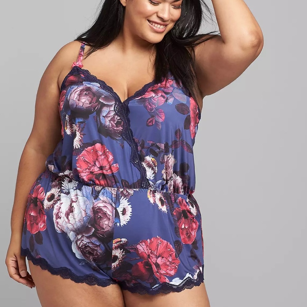 NwT lane bryant microfiber lace trim romper 22/24